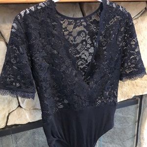 Black lace, short sleeved bodysuit, BRAND NEW, S